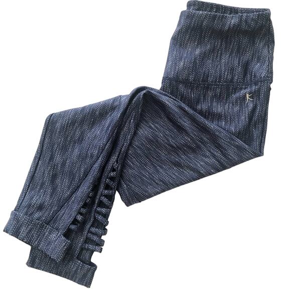 Danskin Now Blue Herringbone Print Lattice Legging - Picture 1 of 7